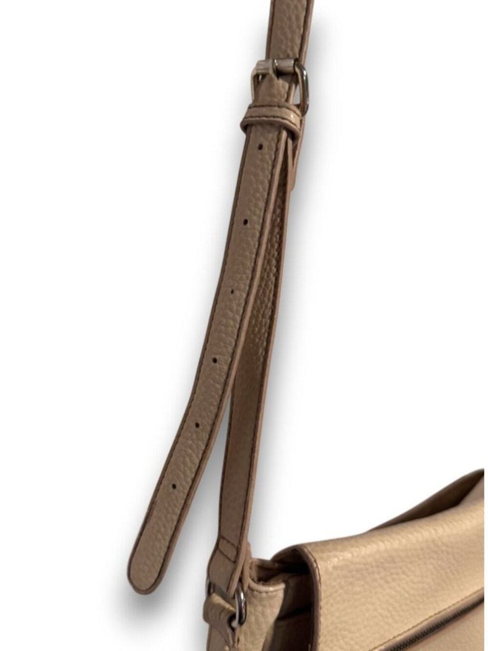 Vintage Jaclyn Smith Cream Pebbled Leather Saddle Crossbody Bag Adjustable Strap - Picture 5 of 11